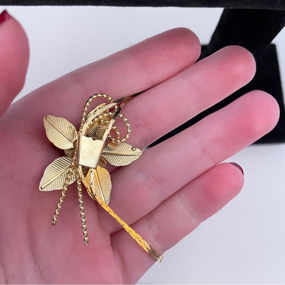 Vintage Floral Gold Tone Spring Deco Preppy Flower Adjustable Lariat Necklace - Picture 4 of 10